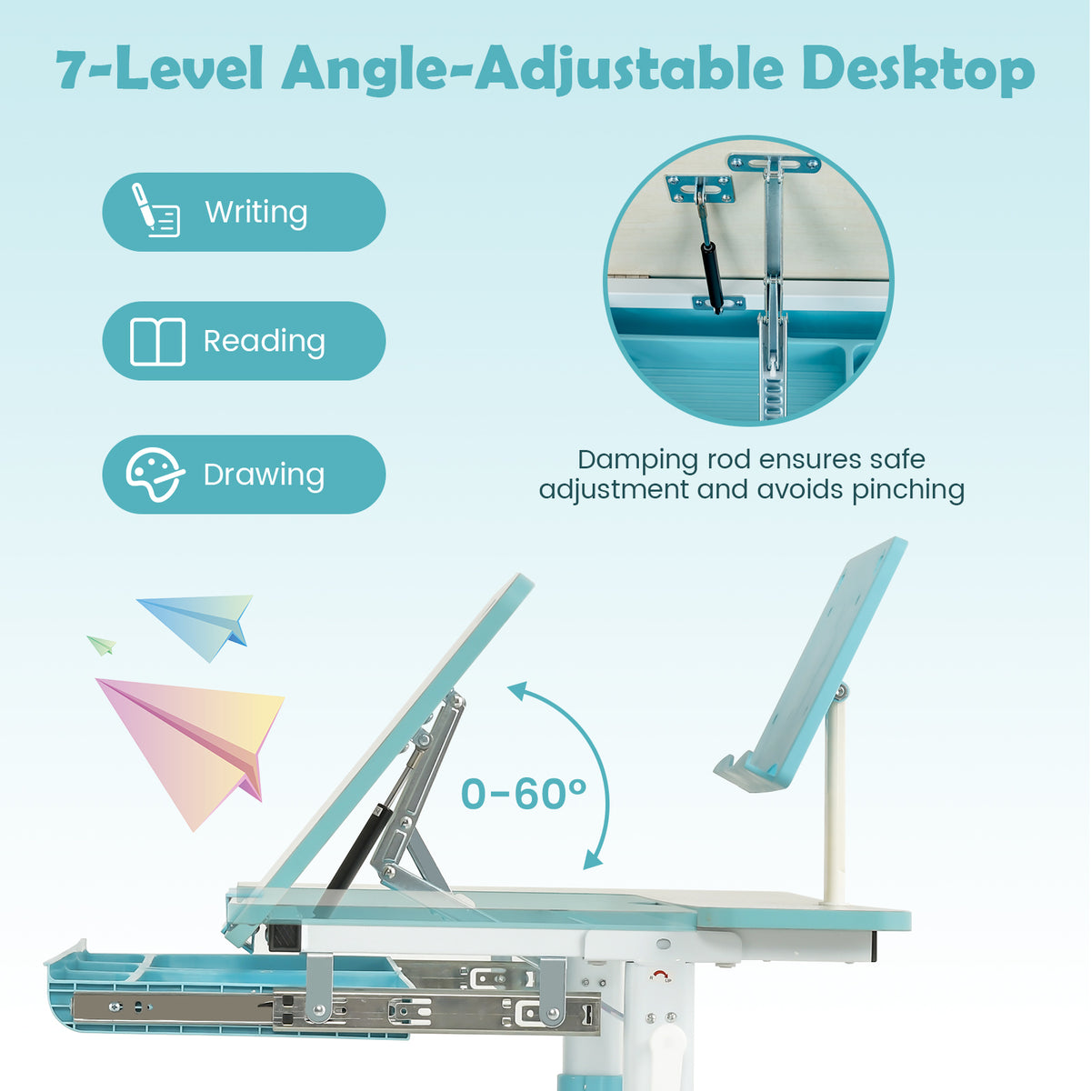 Kids Desk with Adjustable Height and Tilt Desktop