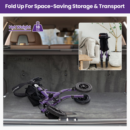 Height Adjustable Rollator Walker Foldable Rolling Walker with Seat for Seniors-Purple