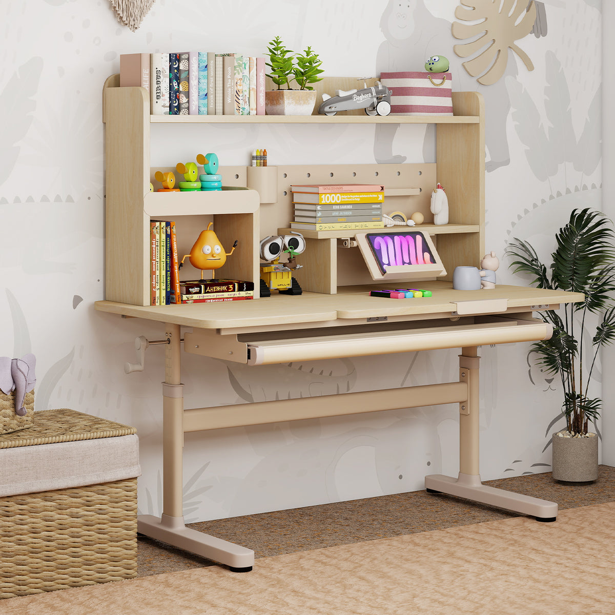Height Adjustable Kids Study Desk with Tilting Desktop