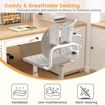 Height-Adjustable Kids Study Chair with Double Back Support