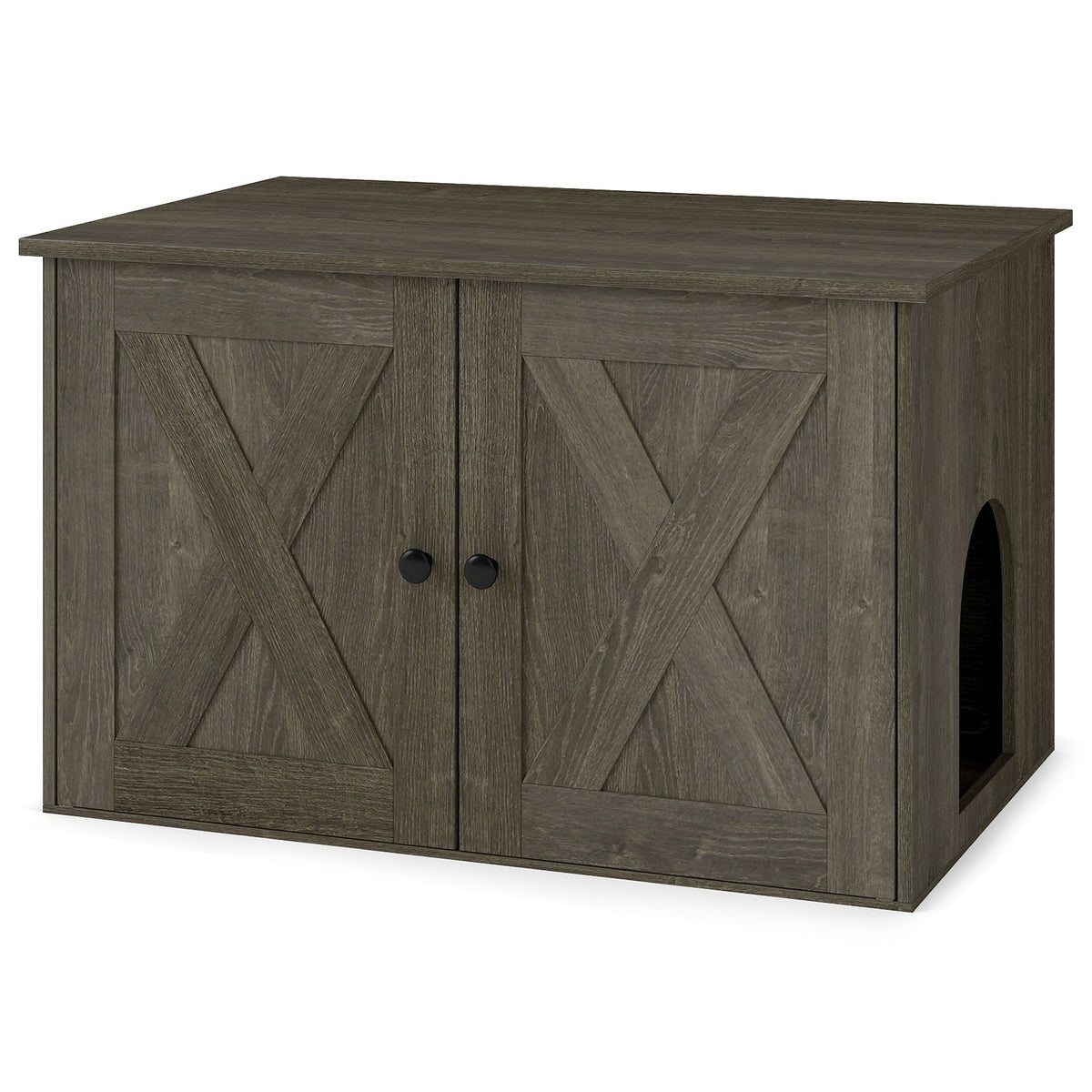 Hidden Cat Litter Box Enclosure Furniture with Divider-Oak