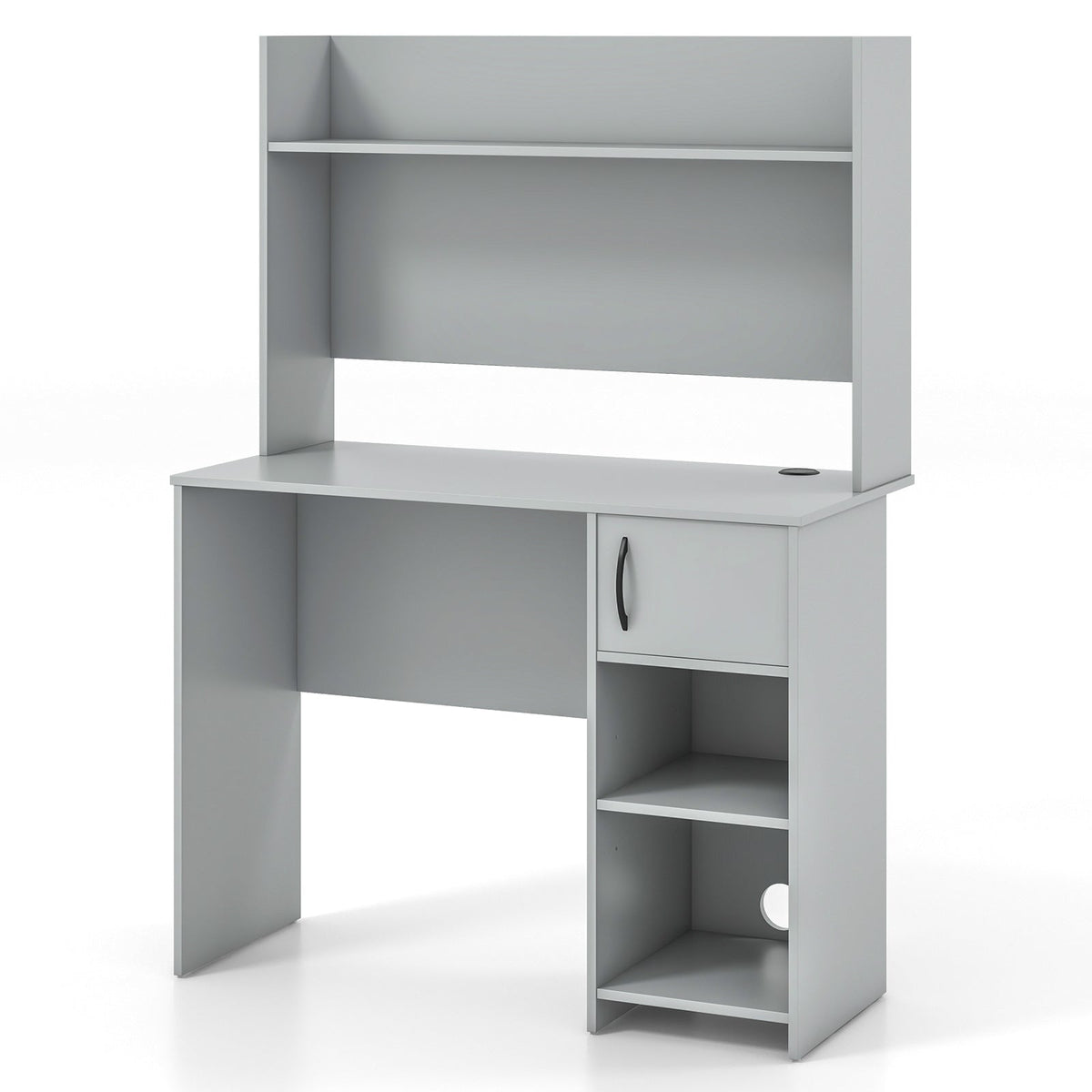 Home Office Desk with Raised Display Shelf and 2 Open Shelves
