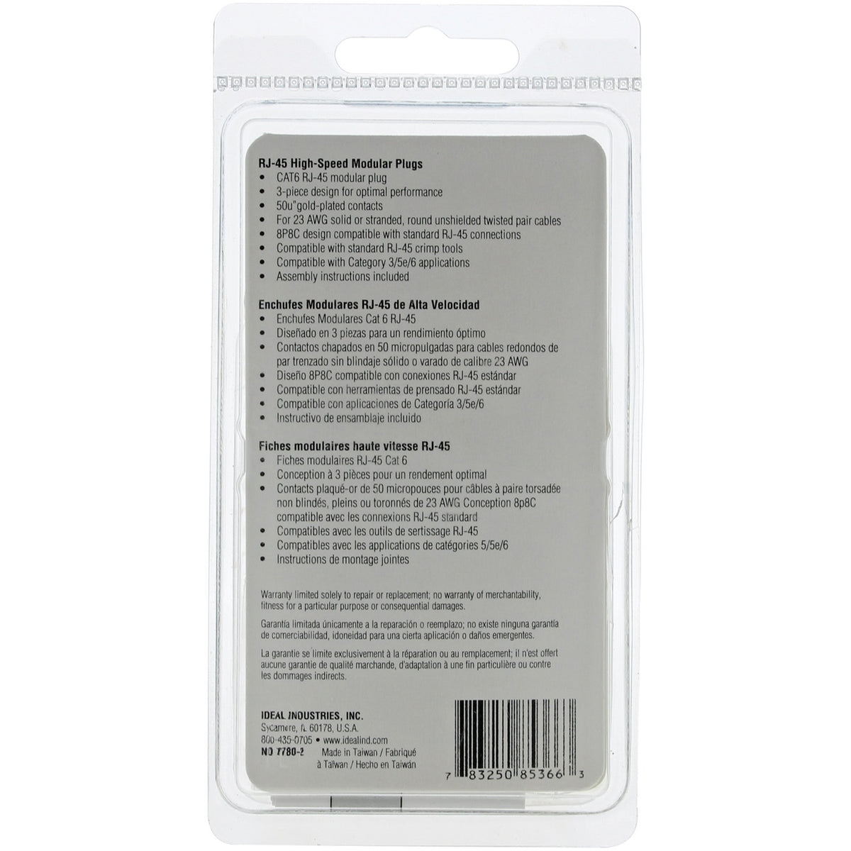 IDEAL CAT-6 RJ45 Modular Plugs, 3-Piece Design, 25 Pack - view 2