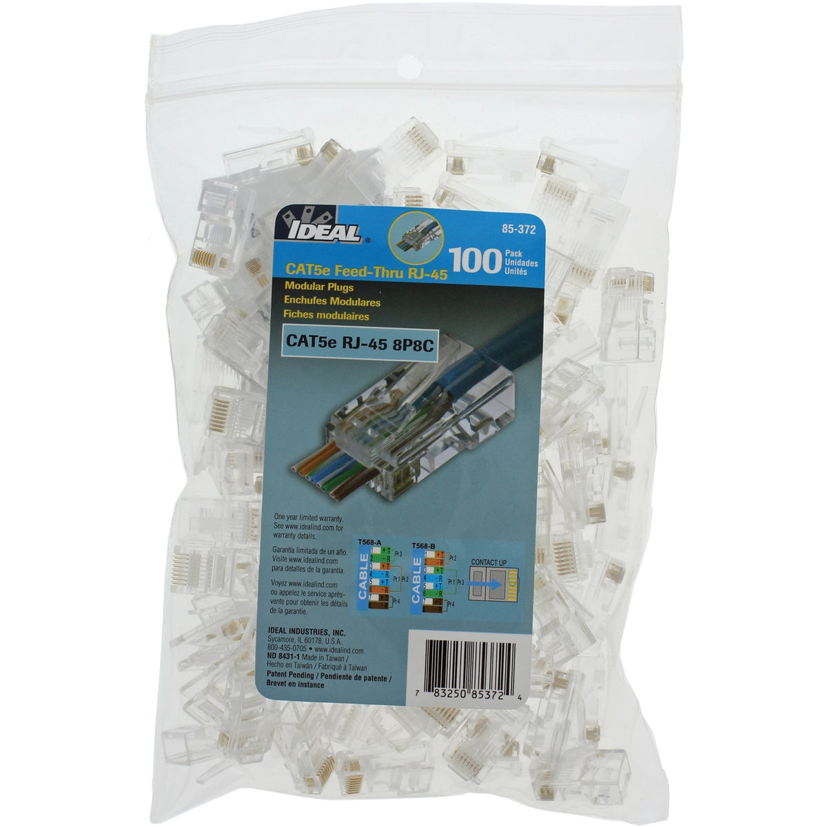 IDEAL Feed-Thru CAT-5E RJ45 Modular Plugs, 100 Pack - view 2