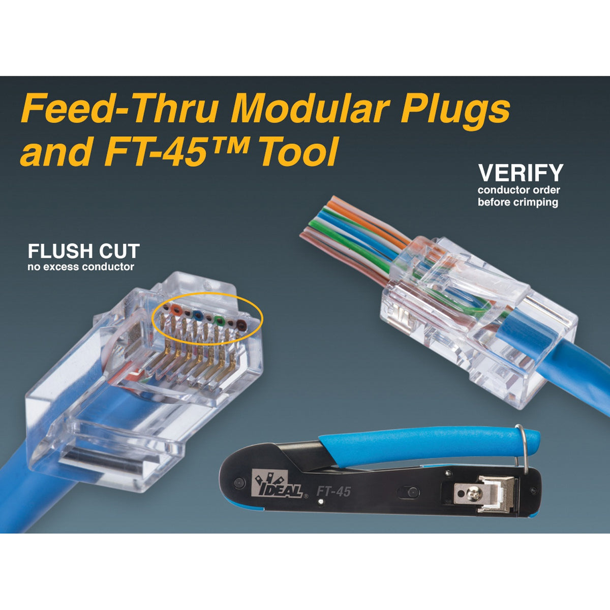 IDEAL Feed-Thru CAT-6 RJ45 Modular Plugs, 100 Pack - view 12