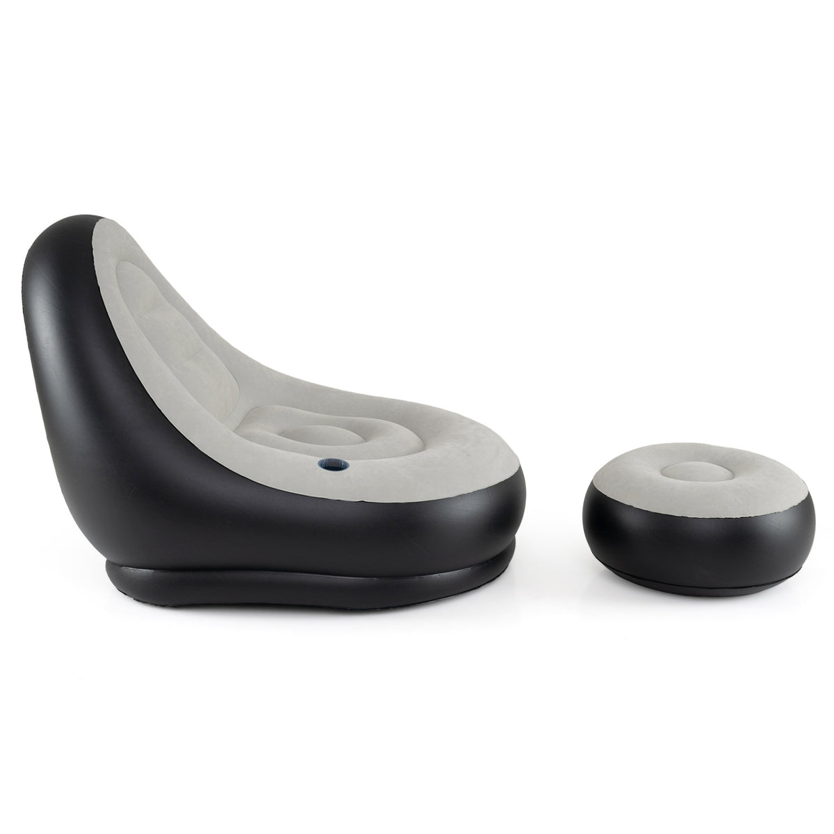 Inflatable Lounge Chair with Ottoman - Flocked Surface