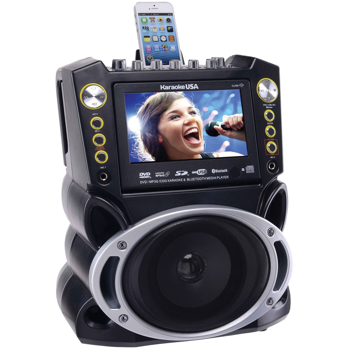 Karaoke USA DVD/CDG/MP3G Karaoke Machine with 7-In. Screen, Bluetooth & 2 Microphones - view 4