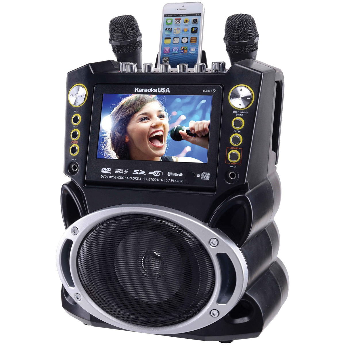 Karaoke USA DVD/CDG/MP3G Karaoke Machine with 7-In. Screen, Bluetooth & 2 Microphones - view 5