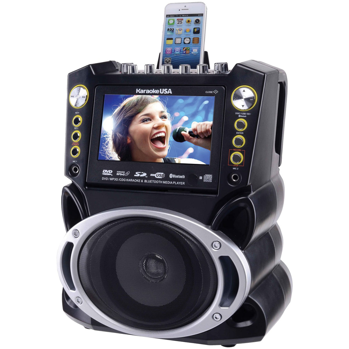 Karaoke USA DVD/CDG/MP3G Karaoke Machine with 7-In. Screen, Bluetooth & 2 Microphones - view 6