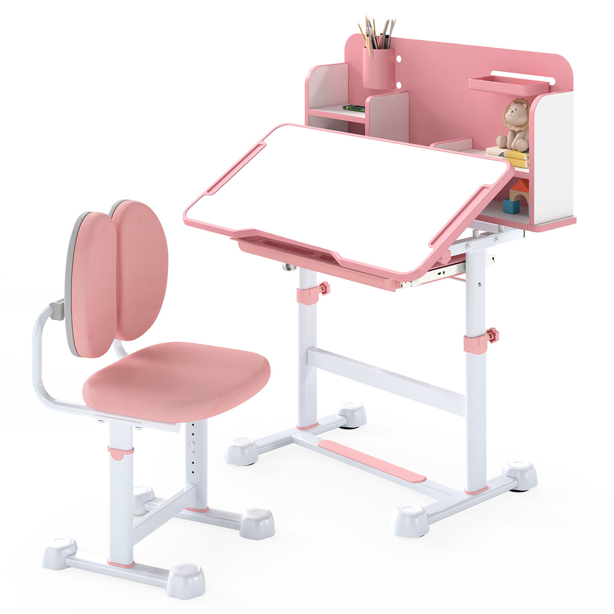 Kids Study Desk and Chair Set with Tilt Desktop