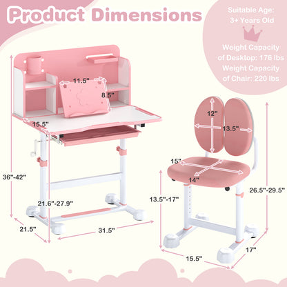 Kids Study Desk and Chair Set with Tilt Desktop