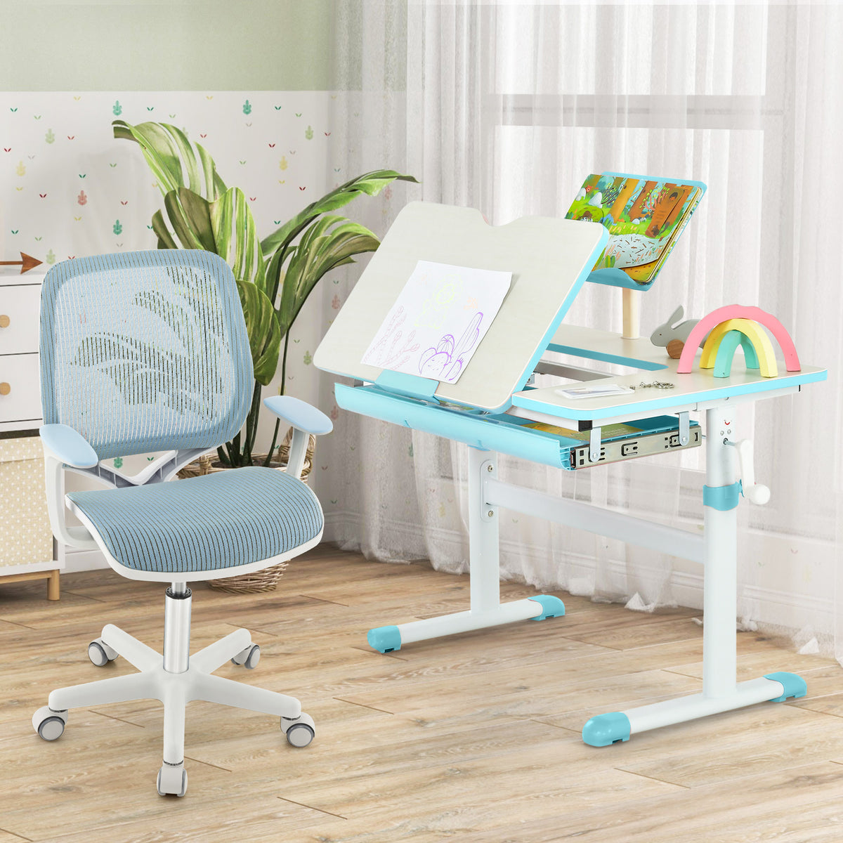 Kids Swivel Mesh Computer Chair with Adjustable Height