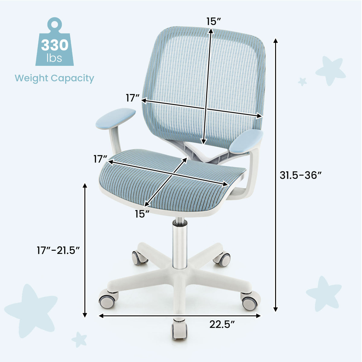 Kids Swivel Mesh Computer Chair with Adjustable Height