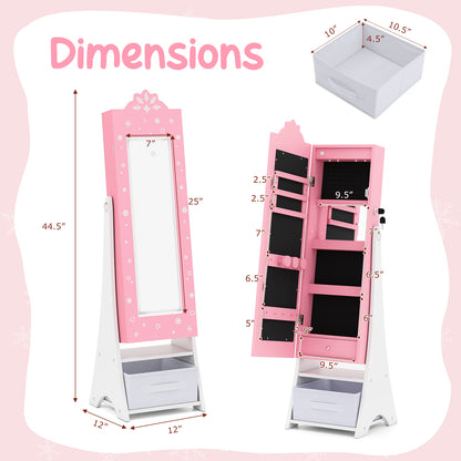 Kids Jewelry Armoire with Lighted Mirror and Storage