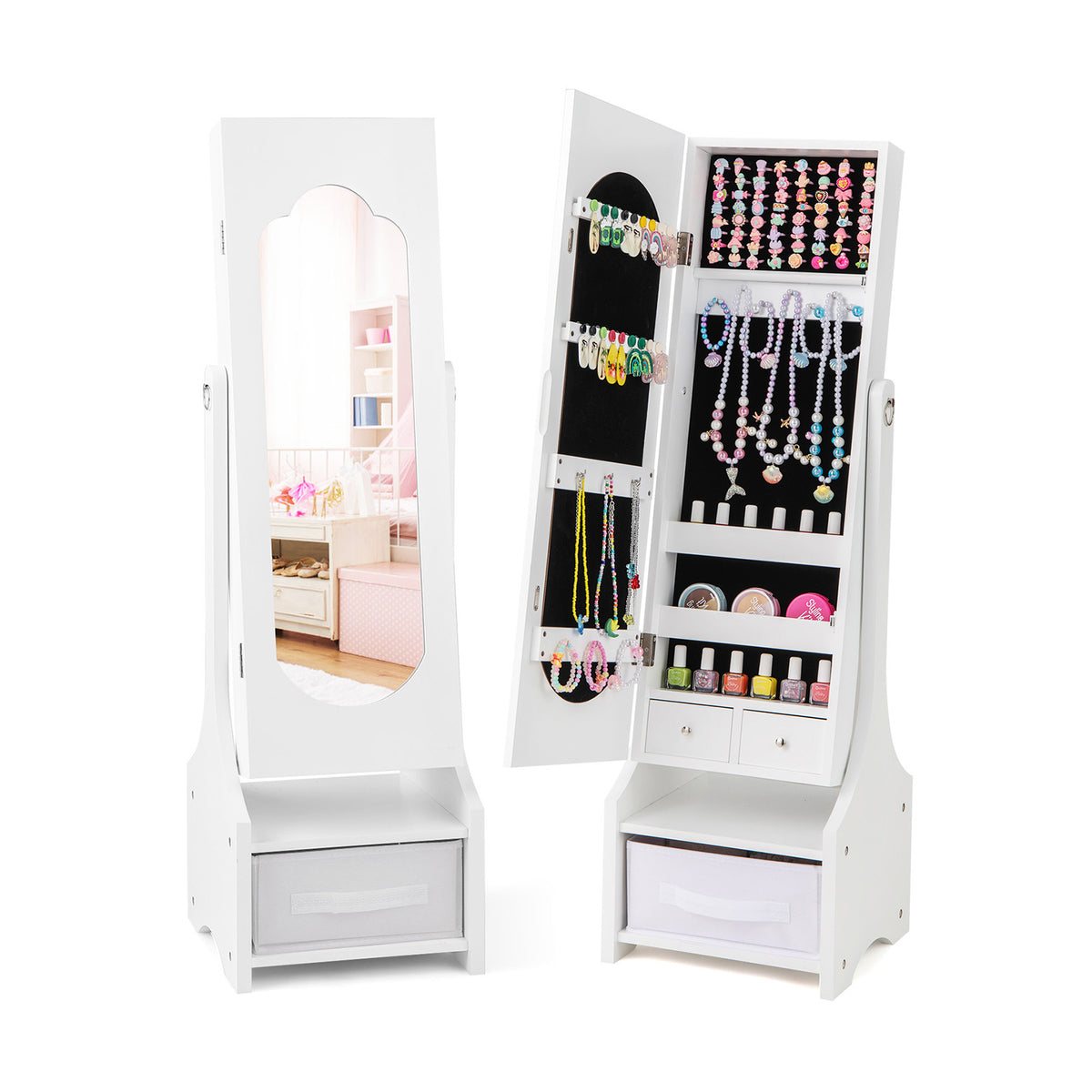 Kids Jewelry Armoire Cabinet with Mirror and Storage