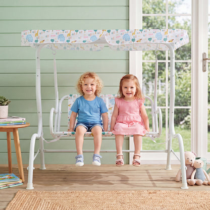2-Seater Kids Patio Swing with Adjustable Canopy