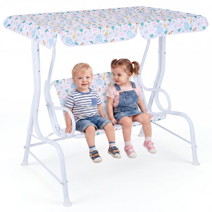 2-Seater Kids Patio Swing with Adjustable Canopy