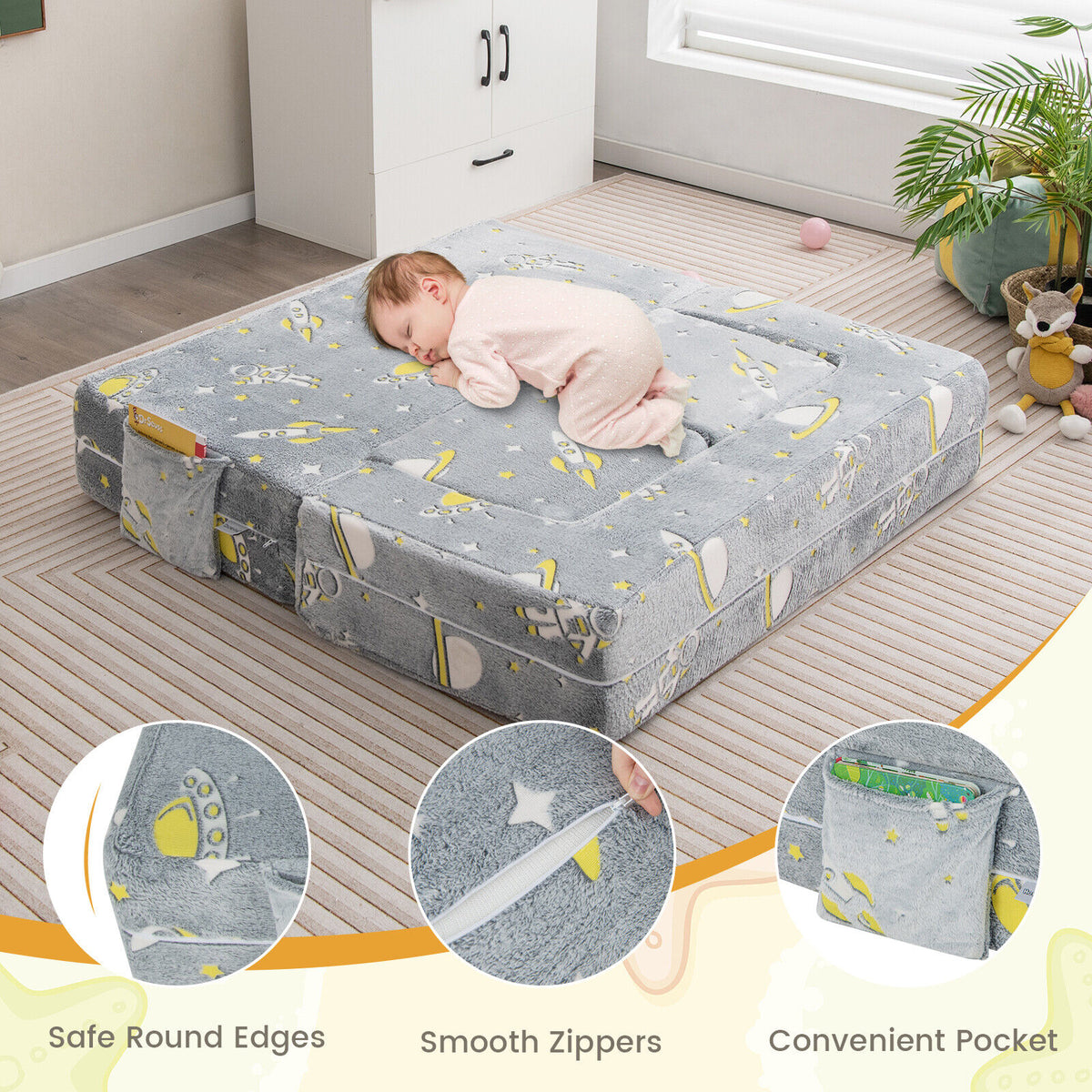 Kids Play Sofa with Ottoman and Washable Cover