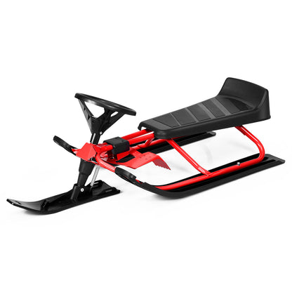 Kids Snow Sled with Steering Wheel and Double Brakes