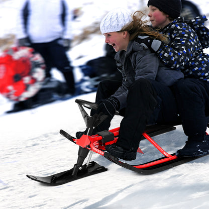 Kids Snow Sled with Steering Wheel and Double Brakes