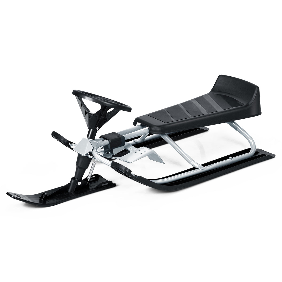 Kids Snow Sled with Steering Wheel and Double Brakes