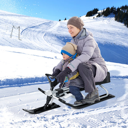 Kids Snow Sled with Steering Wheel and Double Brakes