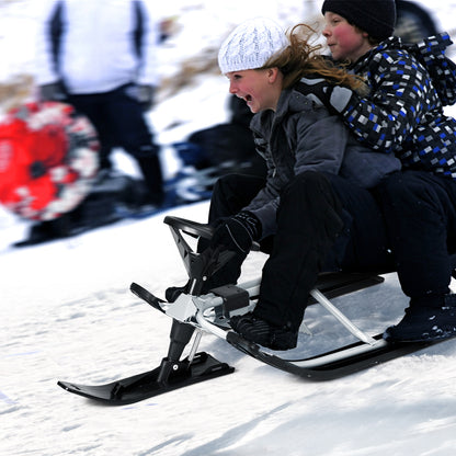 Kids Snow Sled with Steering Wheel and Double Brakes