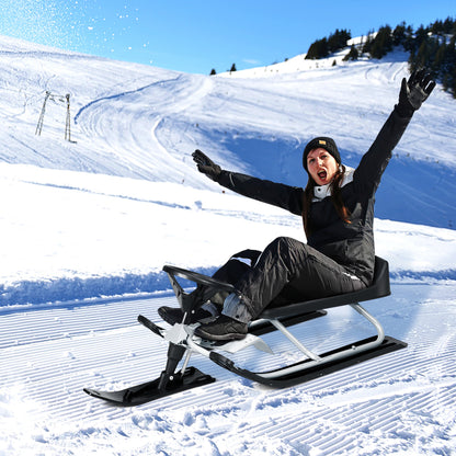 Kids Snow Sled with Steering Wheel and Double Brakes