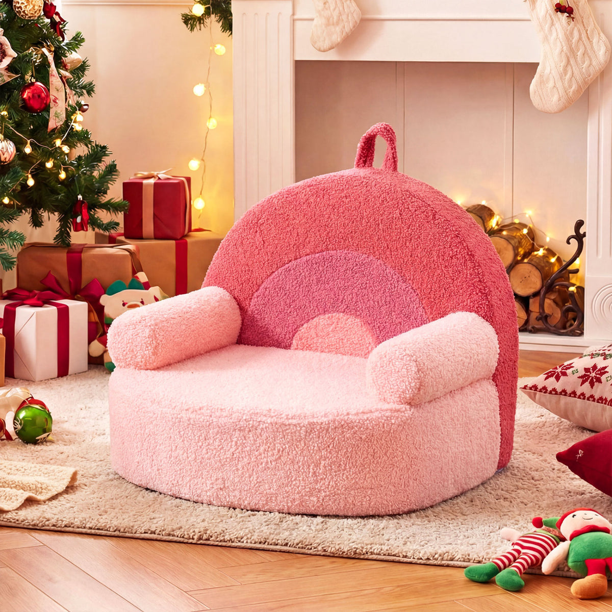 Kids Foam Sofa with Soft Fleece Cover and Armrests