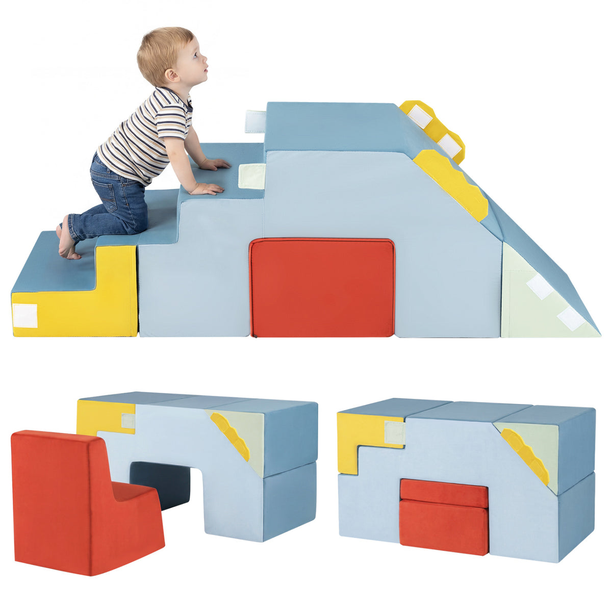 Soft Foam Climber & Slide Set with Velvet Covers