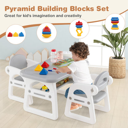 Kids Table and Chair Set with Building Blocks