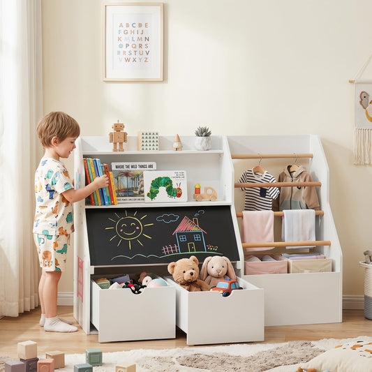 Kids Toy Storage Organizer with Flip-Up Blackboard