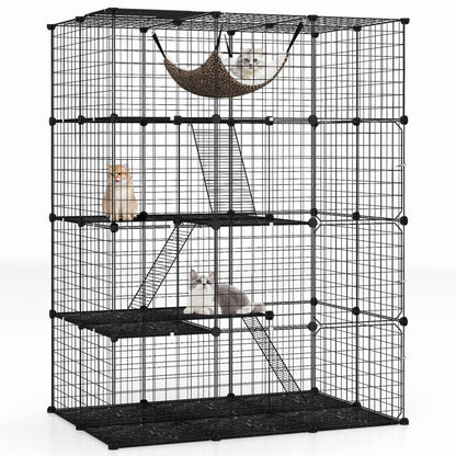 4-Tier Cat Cage with Skylight and Hammock for 1-4 Cats