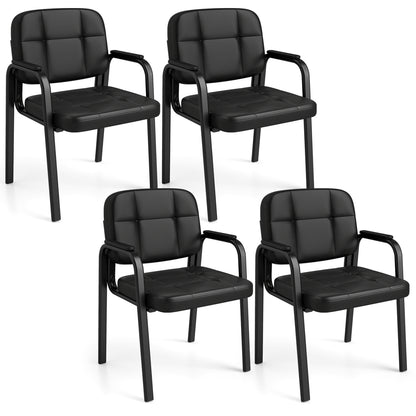 Reception Guest Chairs Set of 4 - Black Leather