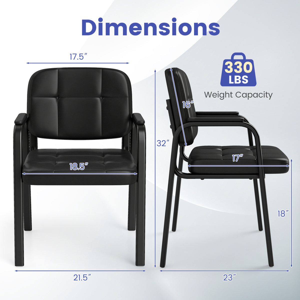 Reception Guest Chairs Set of 4 - Black Leather
