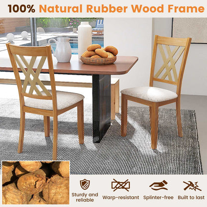 Upholstered Dining Chairs Set of 4 with Rubber Wood Frame