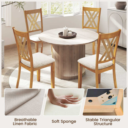 Upholstered Dining Chairs Set of 4 with Rubber Wood Frame