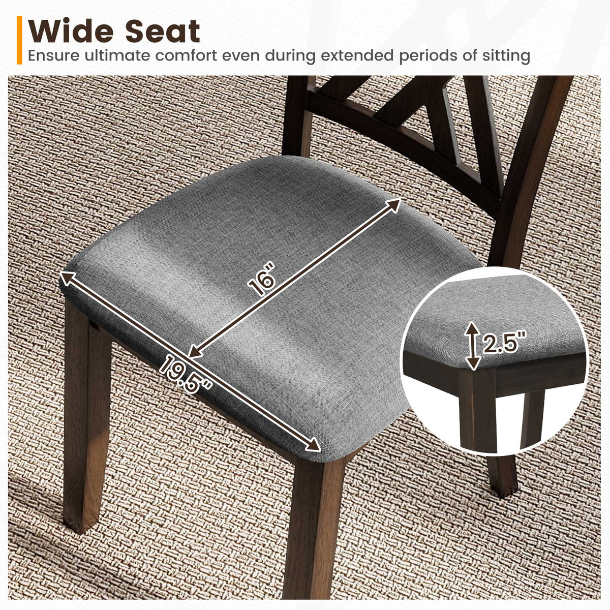 Upholstered Dining Chairs Set of 4 with Rubber Wood Frame
