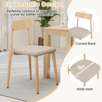 Upholstered Dining Chairs Set of 4 with Curved Back