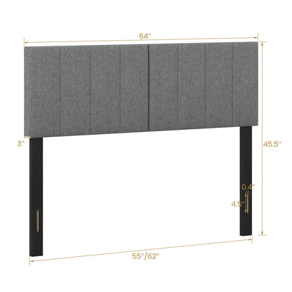 Adjustable Width Upholstered Headboard with Vertical Tufting