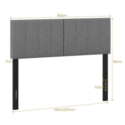 Adjustable Width Upholstered Headboard with Vertical Tufting