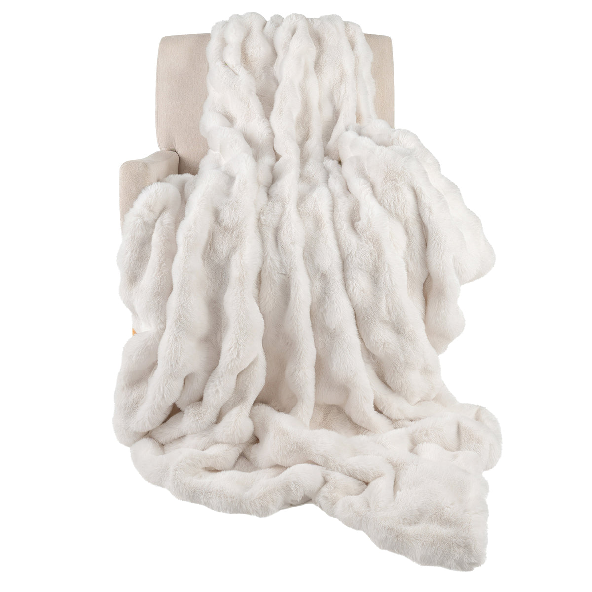 Faux Rabbit Fur Throw Blanket 60x80 Double-Sided Plush