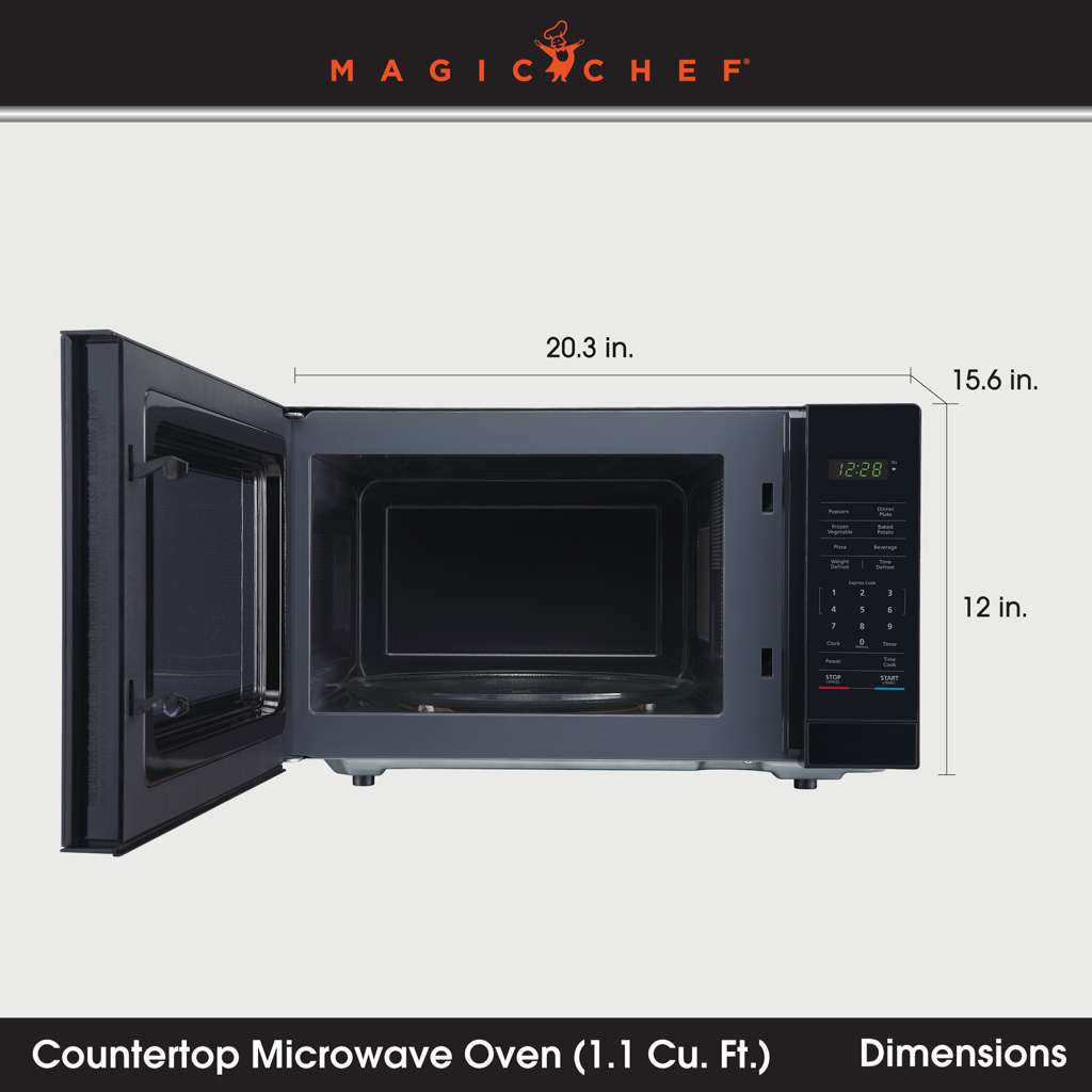 Magic Chef 1.1 Cu. Ft. 1,000W Countertop Microwave with Digital Touch Controls - Black - view 4