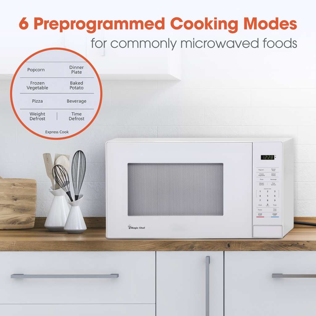 Magic Chef 1.1 Cu. Ft. 1,000W Countertop Microwave with Digital Touch Controls - White - view 6