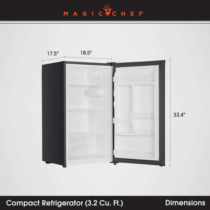 Magic Chef 3.2 Cu. Ft. ENERGY STAR Freezerless Mini Fridge with Glass Shelves - Black - view 6