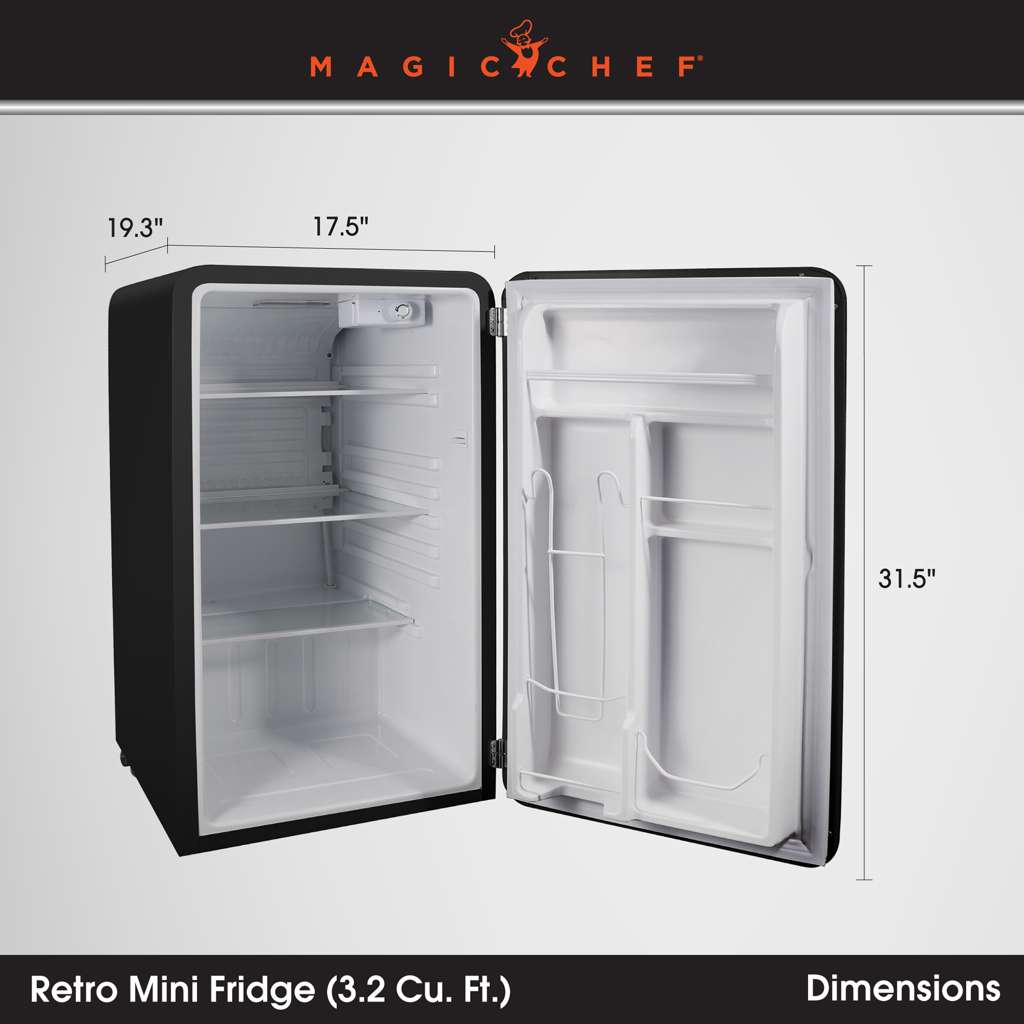 Magic Chef 3.2 Cu. Ft. Retro Mini Fridge with Chrome Handle - Black - view 8