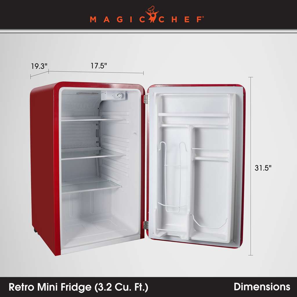 Magic Chef 3.2 Cu. Ft. Retro Mini Fridge with Chrome Handle - Red - view 8