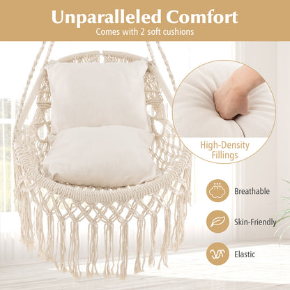 Hanging Hammock Chair with Cushions and Rope Chain