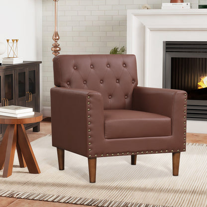Mid Century Accent Chair with Button Tufted Back