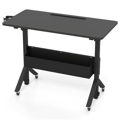 Mobile Standing Desk with Adjustable Height and Wheels